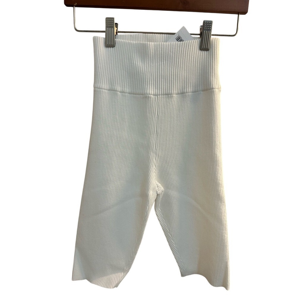 525 America High-Waisted Ribbed Biker Shorts White FA21S006 Small NWT